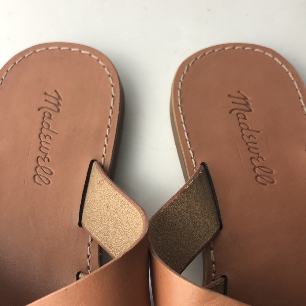 Madewell Cognac Brown Leather Crisscross Slide Sandals - Picture 10 of 11